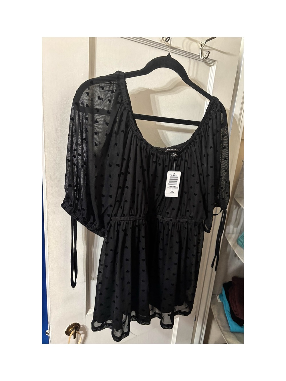 NWT- Torrid Flocked Mesh Babydoll Top- Size 1